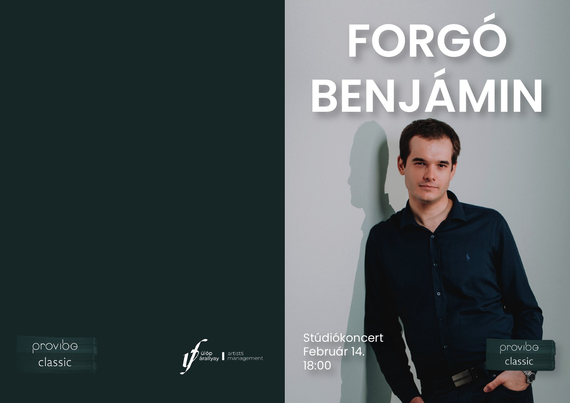 Concert booklet cover for Benjámin Forgó's ProVibe Classic studio concert